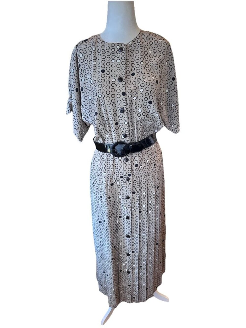 Vintage Liz Claiborne 80s/90s Belted Polka Dot Dress Size Small